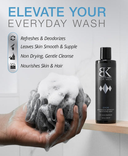 Bedroom Kandi for Men Body Wash 8.5 Fl Oz – Pheromone Infused Moisturizing & Deodorizing Formula with Aloe, Shea Butter & Essential Oils for Smooth Skin & All Day Freshness Avelisse