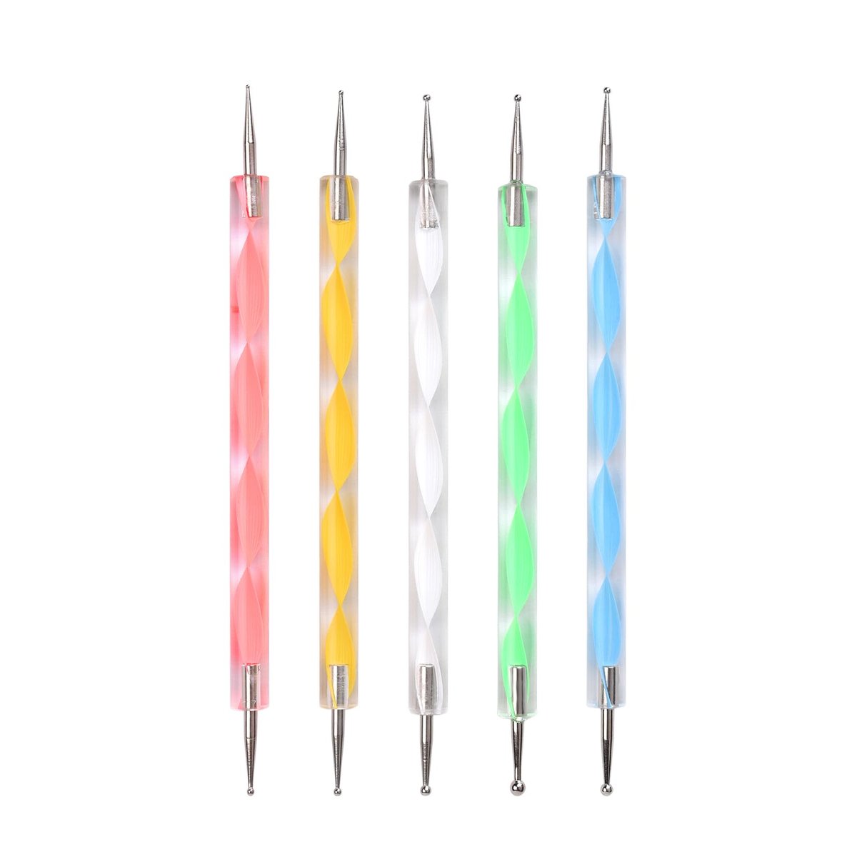 siyuwuro 5-Piece Double-Ended Nail Art Dotting Pens Set - 10 Different Diameter Ball Ends for Nail Decorations, Stippling, Engraving, and Drawing - görsel 1