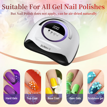300W UV LED Nail Lamp with 72 Beads, Auto Sensor & 4 Timer Settings - Professional Gel Polish Curing Light for Fingernails and Toenails (White) Avelisse