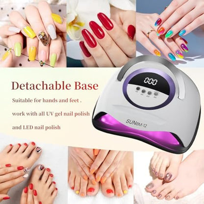 300W UV LED Nail Lamp with 72 Beads, Auto Sensor & 4 Timer Settings - Professional Gel Polish Curing Light for Fingernails and Toenails (White) Avelisse
