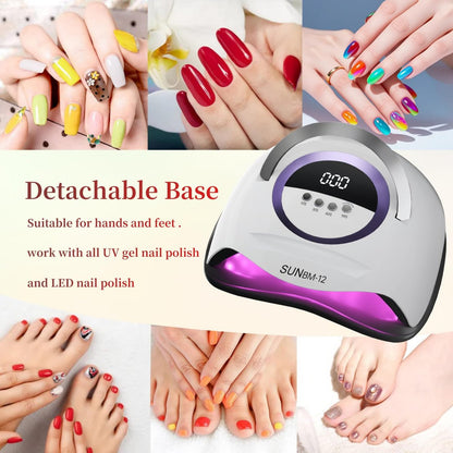 300W UV LED Nail Lamp with 72 Beads, Auto Sensor & 4 Timer Settings - Professional Gel Polish Curing Light for Fingernails and Toenails (White) Avelisse