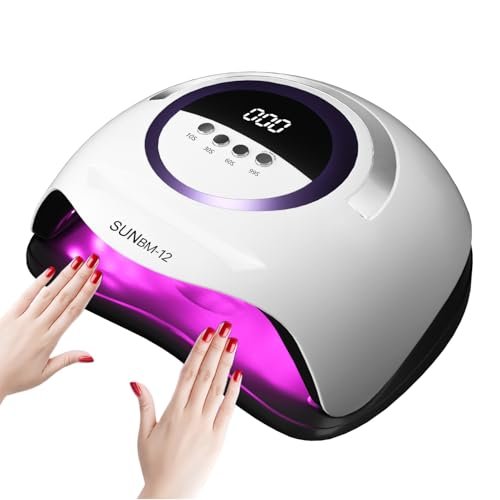 300W UV LED Nail Lamp with 72 Beads, Auto Sensor & 4 Timer Settings - Professional Gel Polish Curing Light for Fingernails and Toenails (White) Avelisse