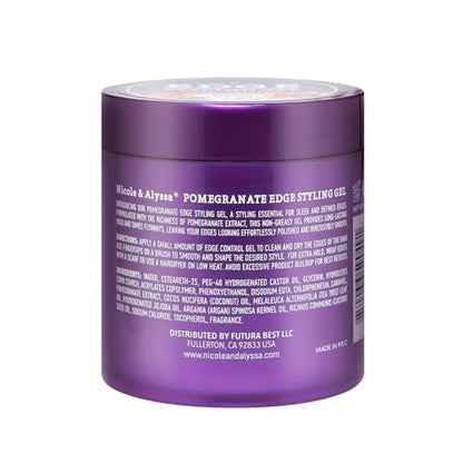 Nicole & Alyssa Edge Control Gel 5oz – Pomegranate Extract, Long-Lasting Hold, No-Flake Formula, Sleek Finish Avelisse