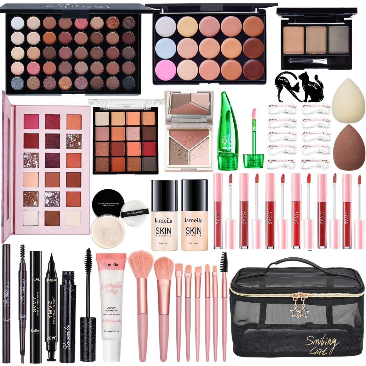 All in One Makeup Kit for Women Full Kit - CHAFFUL Makeup Gift Set with Foundation, Face Primer, Eyeshadow Palette, Contour, Lipstick, Eyeliner, Mascara & Brush Set Avelisse