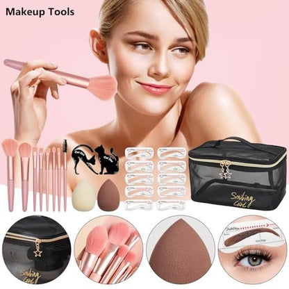 All in One Makeup Kit for Women Full Kit - CHAFFUL Makeup Gift Set with Foundation, Face Primer, Eyeshadow Palette, Contour, Lipstick, Eyeliner, Mascara & Brush Set Avelisse