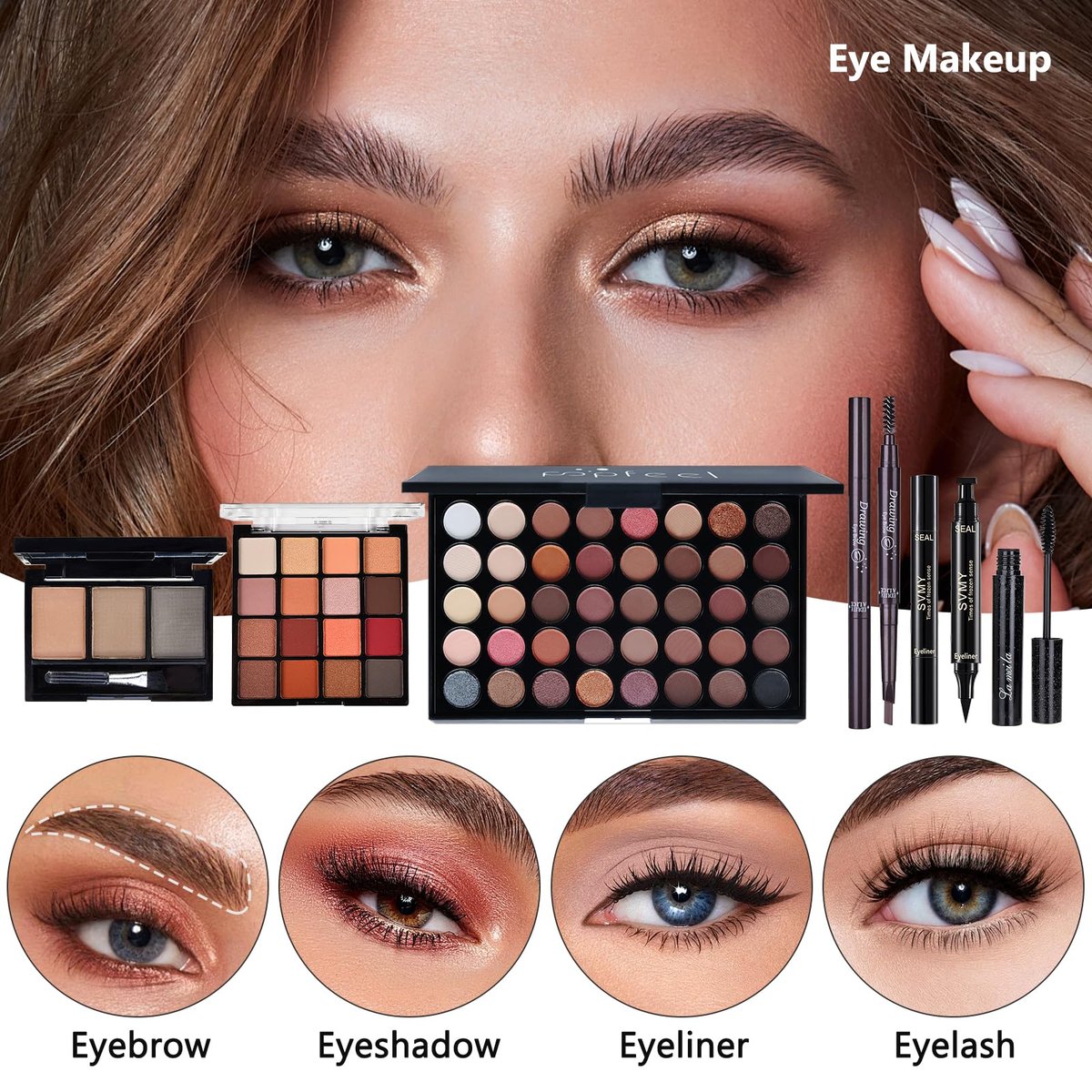 All in One Makeup Kit for Women Full Kit - CHAFFUL Makeup Gift Set with Foundation, Face Primer, Eyeshadow Palette, Contour, Lipstick, Eyeliner, Mascara & Brush Set Avelisse