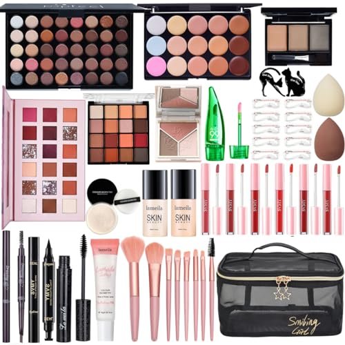All in One Makeup Kit for Women Full Kit - CHAFFUL Makeup Gift Set with Foundation, Face Primer, Eyeshadow Palette, Contour, Lipstick, Eyeliner, Mascara & Brush Set Avelisse