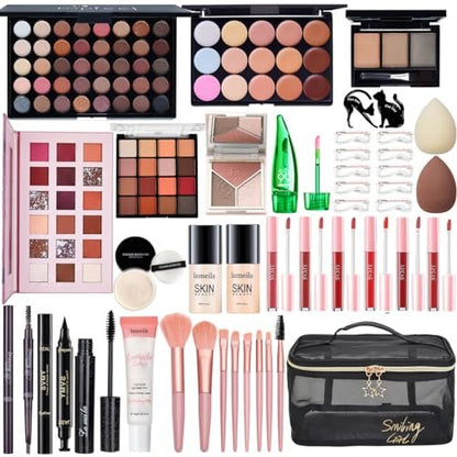 All in One Makeup Kit for Women Full Kit - CHAFFUL Makeup Gift Set with Foundation, Face Primer, Eyeshadow Palette, Contour, Lipstick, Eyeliner, Mascara & Brush Set Avelisse