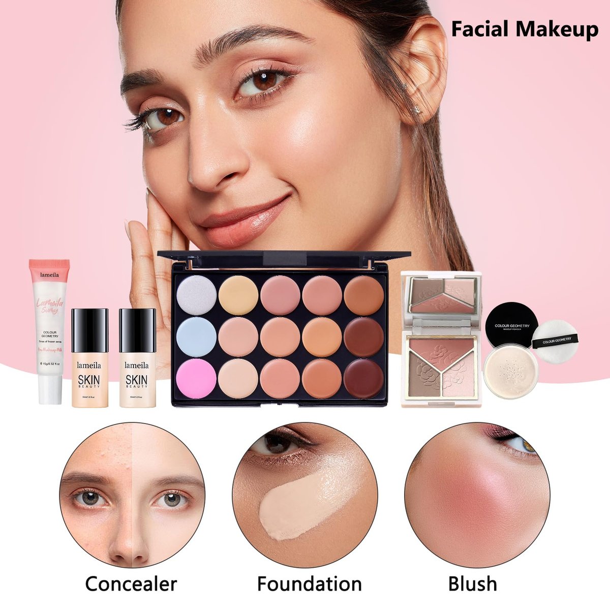 All in One Makeup Kit for Women Full Kit - CHAFFUL Makeup Gift Set with Foundation, Face Primer, Eyeshadow Palette, Contour, Lipstick, Eyeliner, Mascara & Brush Set Avelisse