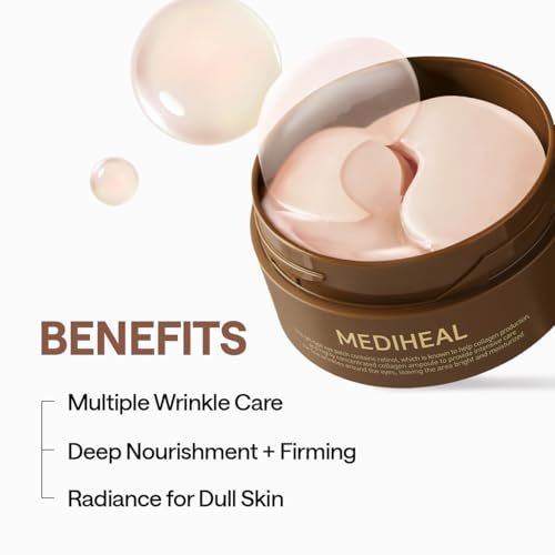 Mediheal Retinol Collagen Under Eye Patches - Korean Hydrogel Eye Pads (60 Patches) with 95% Retinol & Collagen - Improves Puffy Eyes & Dark Circles - Non Irritating, Encapsulated Retinol Avelisse
