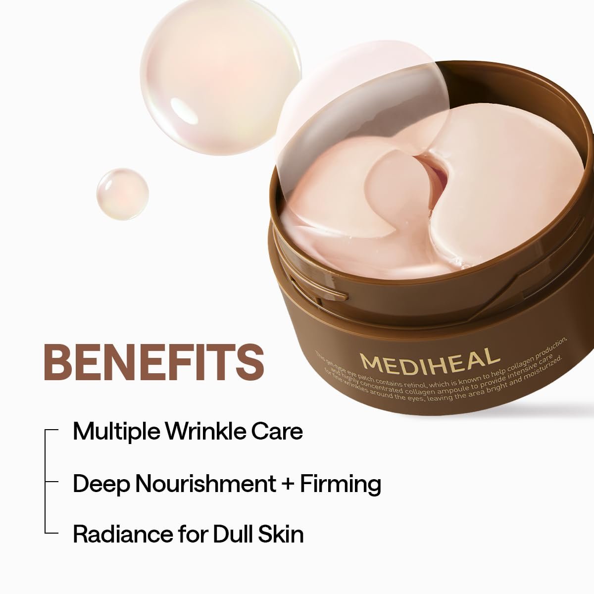 Mediheal Retinol Collagen Under Eye Patches - Korean Hydrogel Eye Pads (60 Patches) with 95% Retinol & Collagen - Improves Puffy Eyes & Dark Circles - Non Irritating, Encapsulated Retinol Avelisse