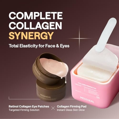 Mediheal Retinol Collagen Under Eye Patches - Korean Hydrogel Eye Pads (60 Patches) with 95% Retinol & Collagen - Improves Puffy Eyes & Dark Circles - Non Irritating, Encapsulated Retinol Avelisse