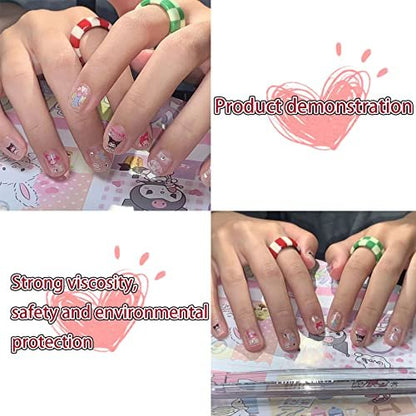 7PCS Cute Cartoon Nail Stickers - Kawaii Nail Art Decals for DIY Manicure, Women & Kids