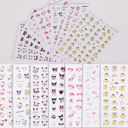 7PCS Cute Cartoon Nail Stickers - Kawaii Nail Art Decals for DIY Manicure, Women & Kids - görsel 1