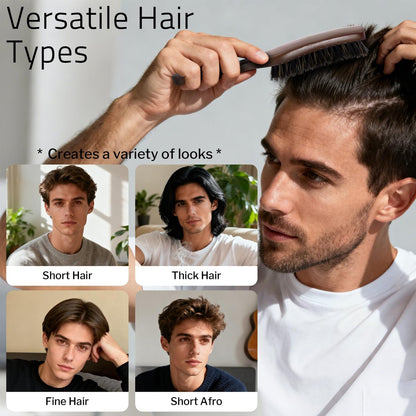 STYLEMATE Boar Bristle Hair Brush for Men – Slick Back & Beard Brush with Stiff Bristles, Natural Black Walnut Wood Handle Avelisse
