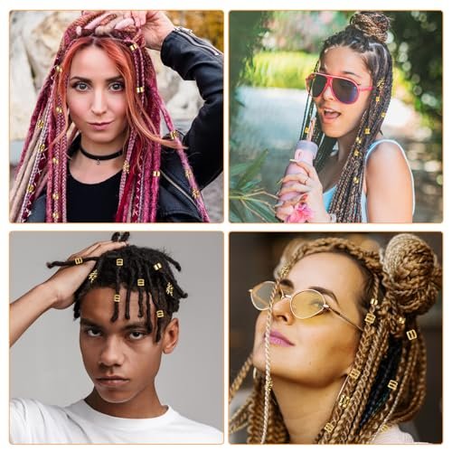 Prasacco 50 Pieces Gold Hair Jewelry for Braids & Dreadlocks - Metal Rings, Cuffs & Clips for Women and Girls - görsel 14