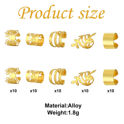 Prasacco 50 Pieces Gold Hair Jewelry for Braids & Dreadlocks - Metal Rings, Cuffs & Clips for Women and Girls