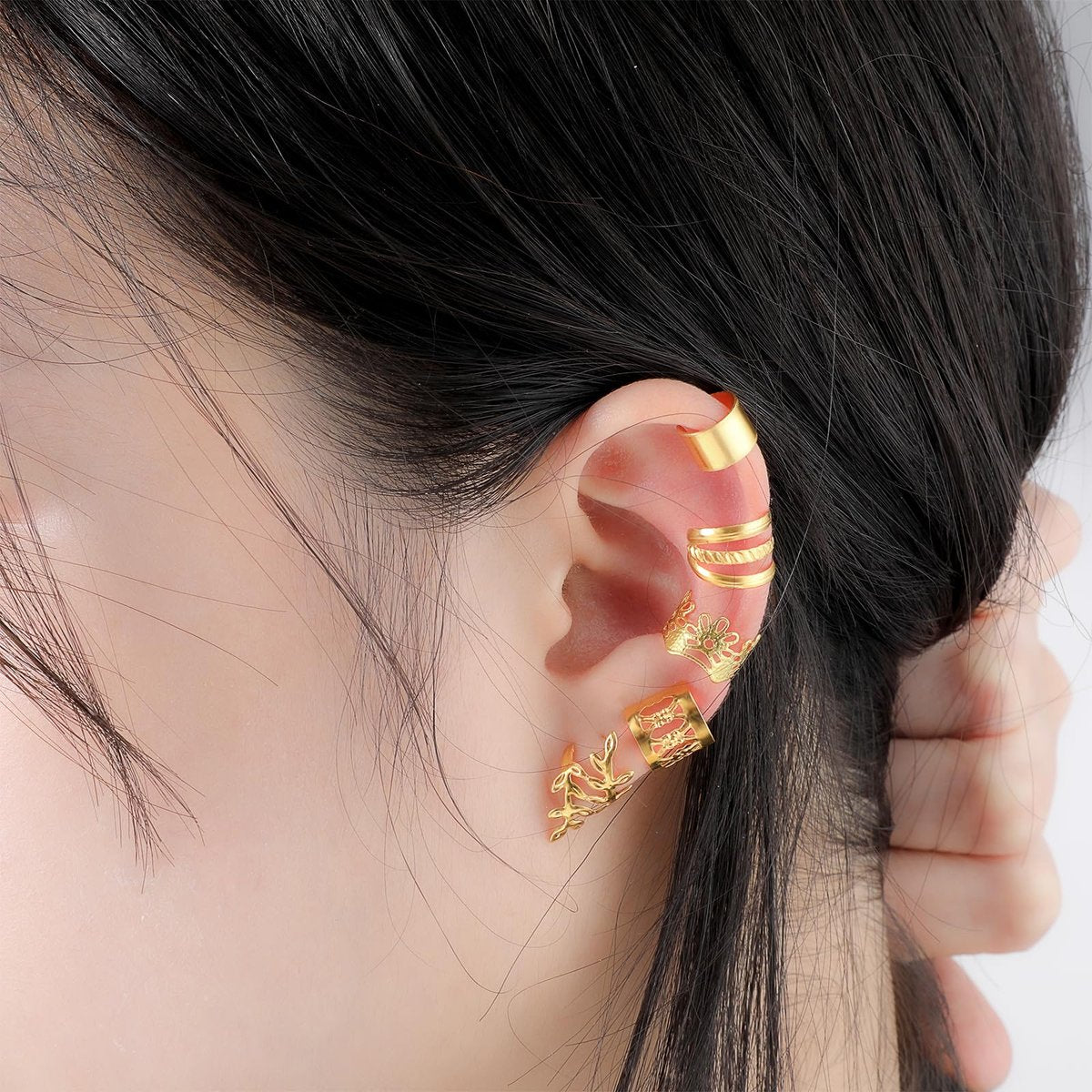 Prasacco 50 Pieces Gold Hair Jewelry for Braids & Dreadlocks - Metal Rings, Cuffs & Clips for Women and Girls - görsel 9