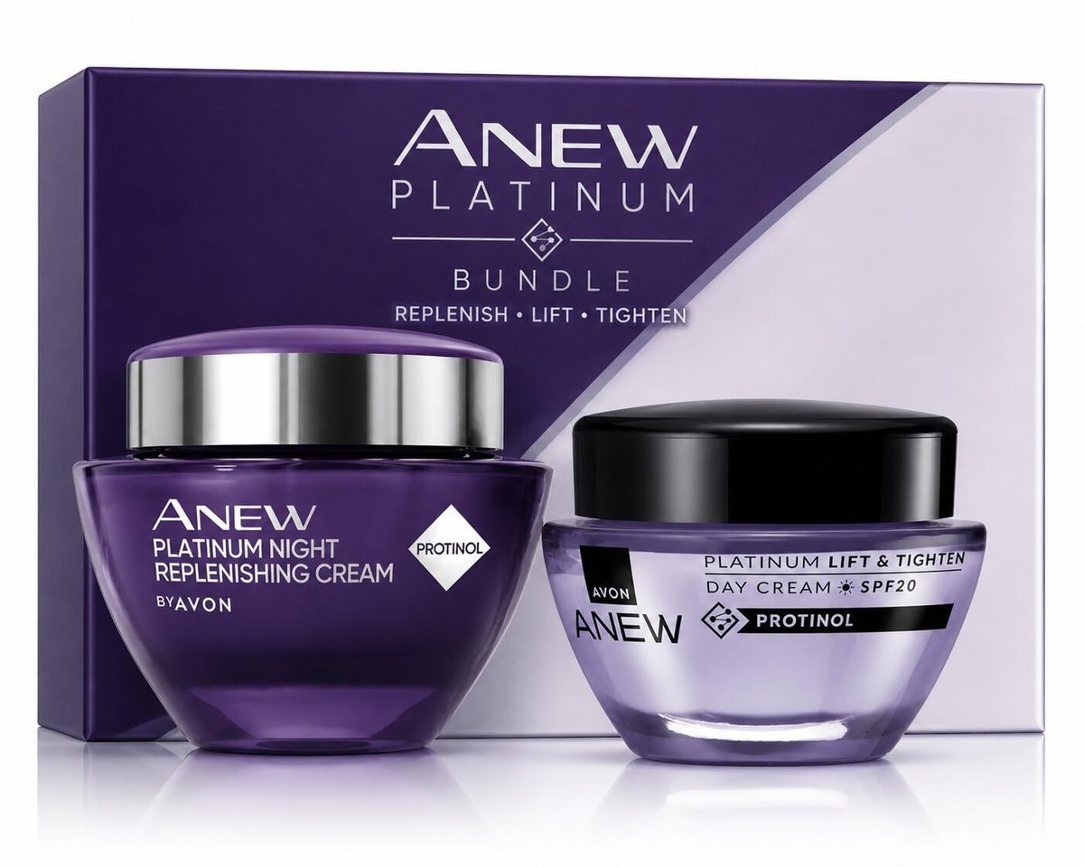AVON Anew Platinum DAY and NIGHT Cream (Two Pack Set) – Anti-Aging Face Moisturizer Duo Avelisse