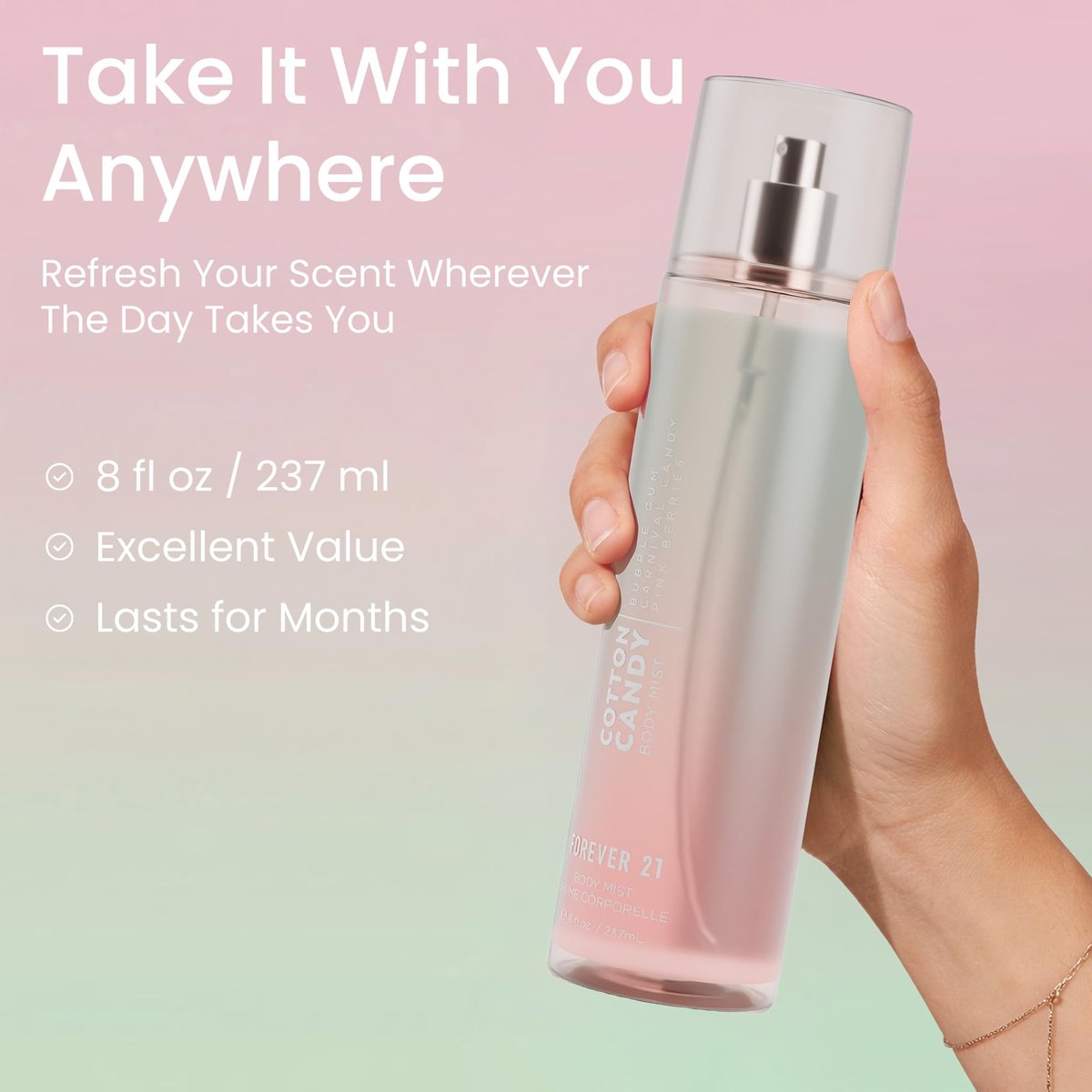 Forever 21 Cotton Candy Body Mist - 8 fl oz Sweet Fragrance Spray for Women & Men - görsel 13