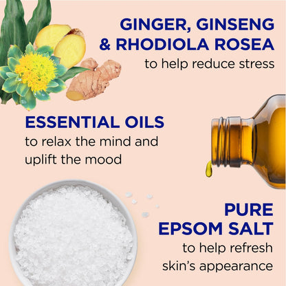 Dr Teal's Foaming Bath with Pure Epsom Salt, Stress Relief with Ginseng & Ginger, 34 fl oz (Pack of 4) Avelisse