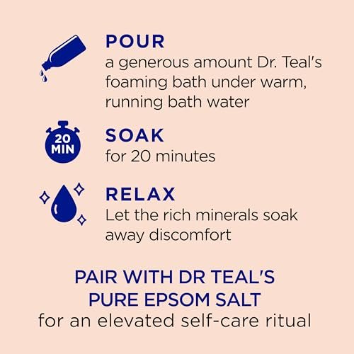 Dr Teal's Foaming Bath with Pure Epsom Salt, Stress Relief with Ginseng & Ginger, 34 fl oz (Pack of 4) Avelisse