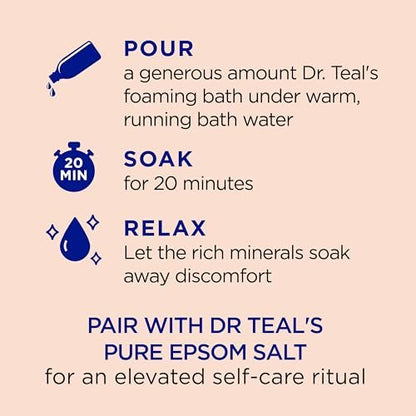 Dr Teal's Foaming Bath with Pure Epsom Salt, Stress Relief with Ginseng & Ginger, 34 fl oz (Pack of 4) Avelisse