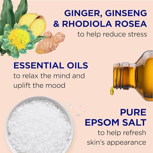 Dr Teal's Foaming Bath with Pure Epsom Salt, Stress Relief with Ginseng & Ginger, 34 fl oz (Pack of 4) Avelisse