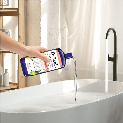 Dr Teal's Foaming Bath with Pure Epsom Salt, Stress Relief with Ginseng & Ginger, 34 fl oz (Pack of 4) Avelisse