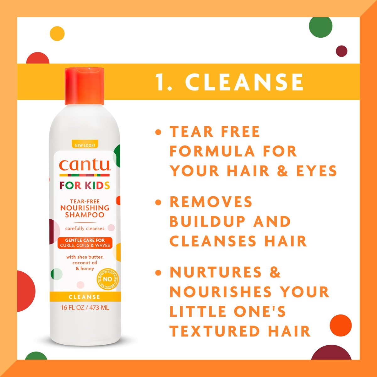 Cantu Care for Kids Haircare Regimen Set - Large Size Shampoo, Conditioner, Detangler & Leave-In Conditioner (Pack of 4, 13.5 oz Each) Avelisse