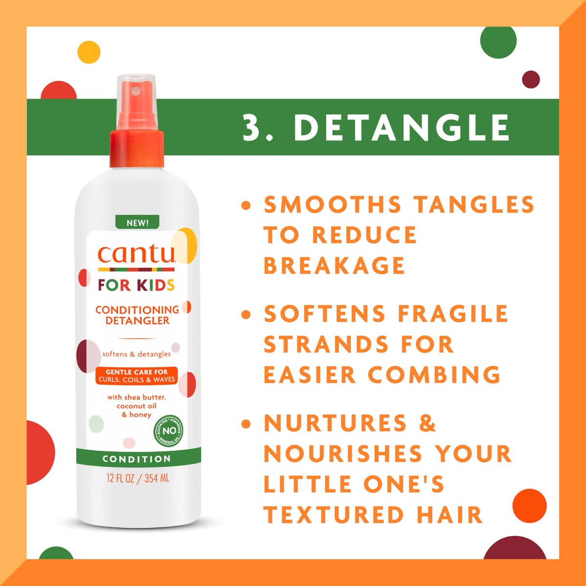 Cantu Care for Kids Haircare Regimen Set - Large Size Shampoo, Conditioner, Detangler & Leave-In Conditioner (Pack of 4, 13.5 oz Each) Avelisse