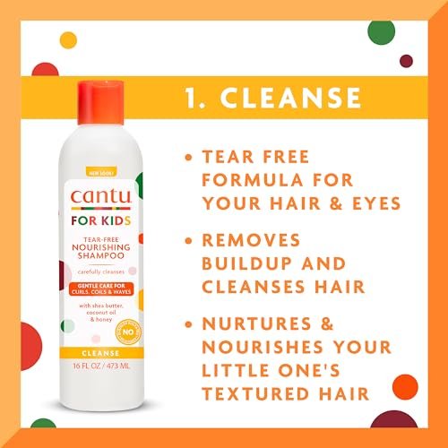 Cantu Care for Kids Haircare Regimen Set - Large Size Shampoo, Conditioner, Detangler & Leave-In Conditioner (Pack of 4, 13.5 oz Each) Avelisse