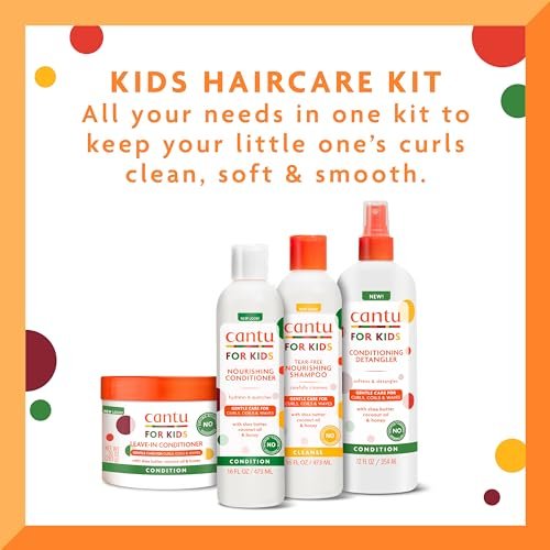 Cantu Care for Kids Haircare Regimen Set - Large Size Shampoo, Conditioner, Detangler & Leave-In Conditioner (Pack of 4, 13.5 oz Each) Avelisse