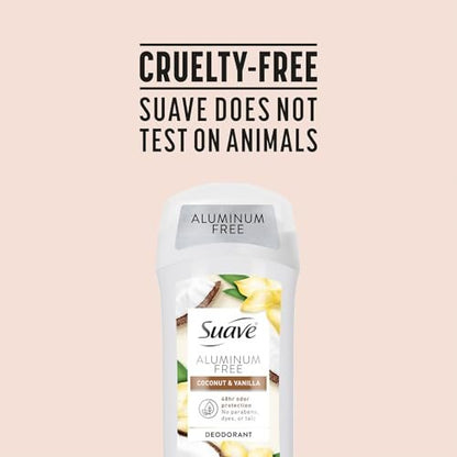 Suave Aluminum-Free Deodorant for Women, Coconut & Vanilla, 2.6 oz (Pack of 2) Avelisse