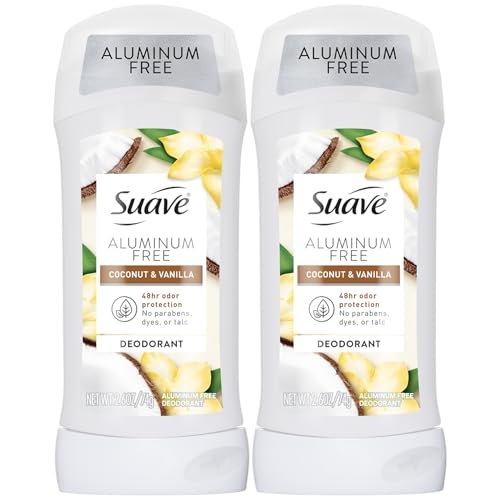 Suave Aluminum-Free Deodorant for Women, Coconut & Vanilla, 2.6 oz (Pack of 2) Avelisse
