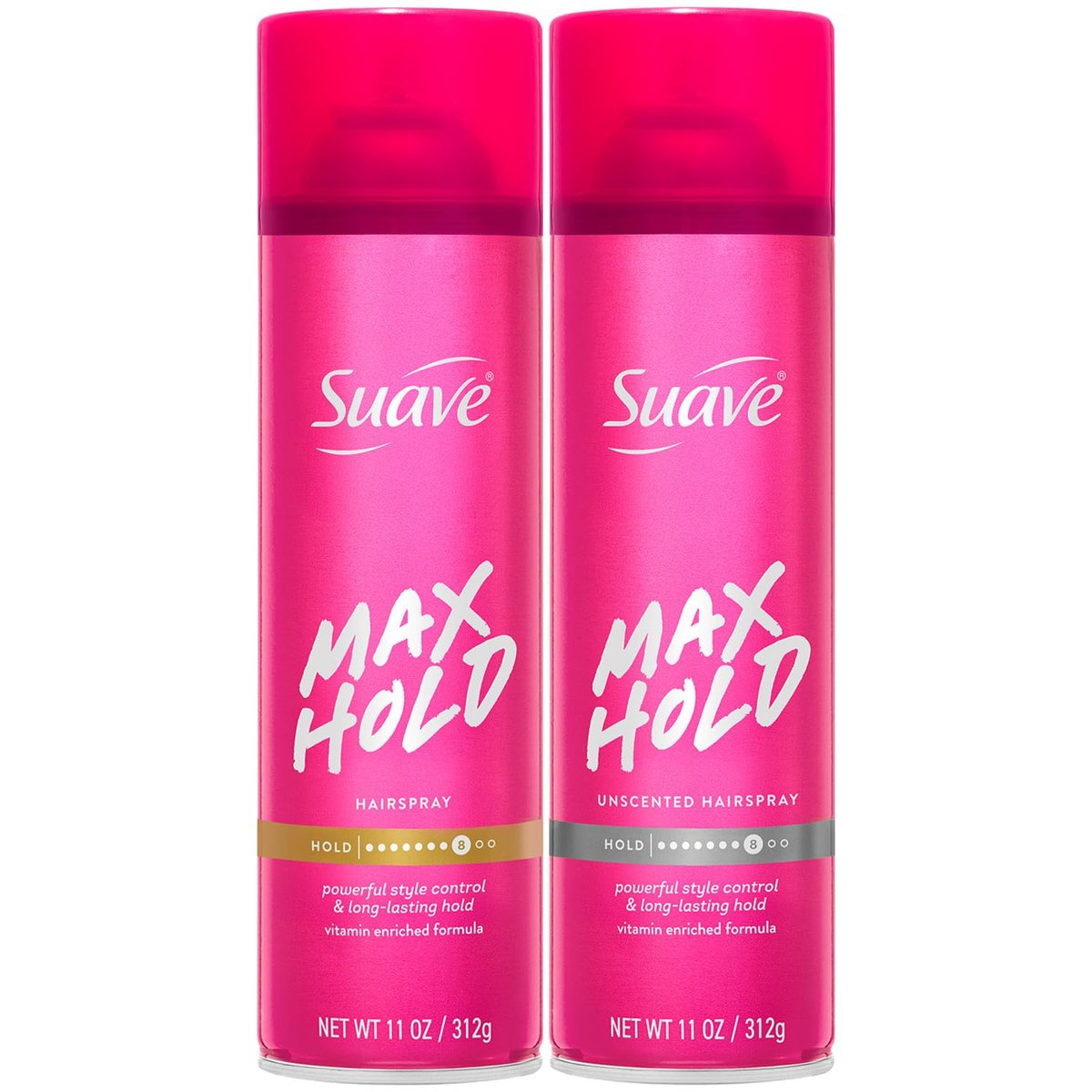Suave Max Hold Hairspray Variety 2-Pack - Unscented & Scented, 11 oz Each - Strong Hold Aerosol Hairspray - görsel 1