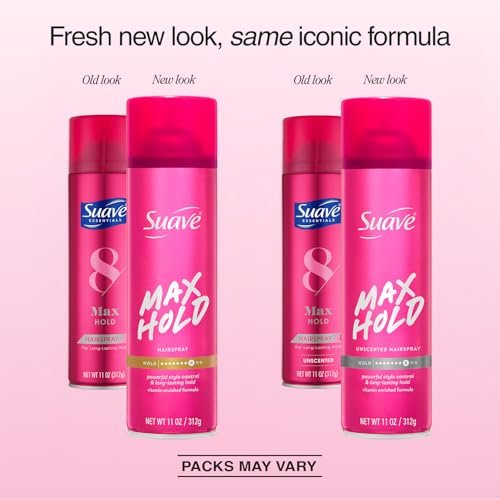 Suave Max Hold Hairspray Variety 2-Pack - Unscented & Scented, 11 oz Each - Strong Hold Aerosol Hairspray - görsel 4