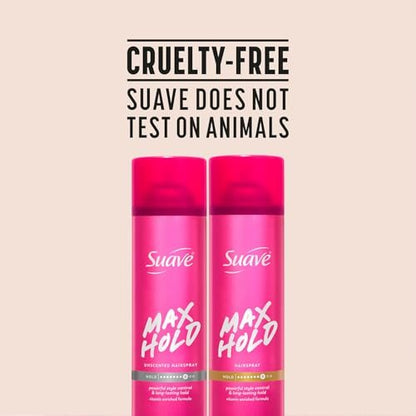 Suave Max Hold Hairspray Variety 2-Pack - Unscented & Scented, 11 oz Each - Strong Hold Aerosol Hairspray