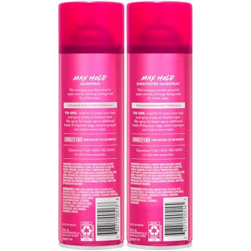 Suave Max Hold Hairspray Variety 4-Pack: Scented & Unscented, 11 Oz Each Avelisse