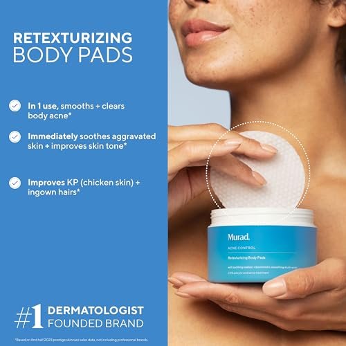 Murad Retexturizing Body Pads – Acne-Fighting Exfoliating Pads with Azelaic, Salicylic, and Glycolic Acid for Acne Breakouts, Smoothing KP Bumps, and Soothing Aggravated Skin – 45 Pads Avelisse