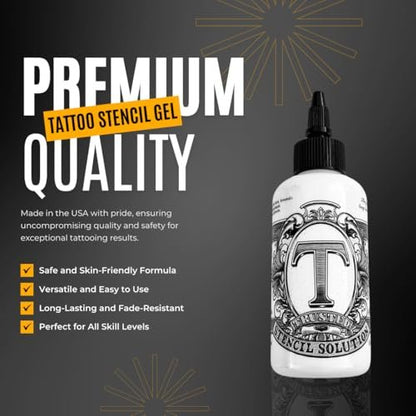 Hardtochooseone Tattoo Stencil Gel - Premium Tattoo Transfer Gel for Artists - USA Standard Stencil Stuff for Lining, Shading, Tribal, and Blending - Professional Transfer Solution for Precise Designs (4.2 fl oz)
