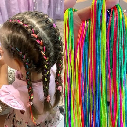 52 Pcs Colorful Hair Wrap String for Braids - Rainbow Gradient Nylon Hair Ties for DIY Ponytail Styling Avelisse