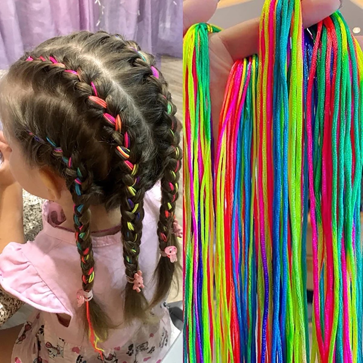 52 Pcs Colorful Hair Wrap String for Braids - Rainbow Gradient Nylon Hair Ties for DIY Ponytail Styling Avelisse