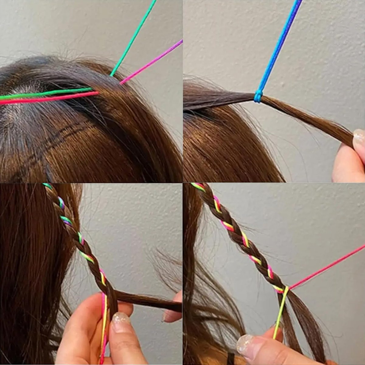 52 Pcs Colorful Hair Wrap String for Braids - Rainbow Gradient Nylon Hair Ties for DIY Ponytail Styling Avelisse