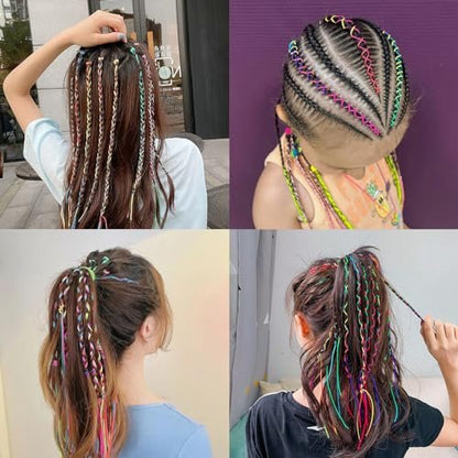 52 Pcs Colorful Hair Wrap String for Braids - Rainbow Gradient Nylon Hair Ties for DIY Ponytail Styling Avelisse