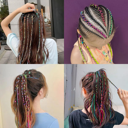52 Pcs Colorful Hair Wrap String for Braids - Rainbow Gradient Nylon Hair Ties for DIY Ponytail Styling Avelisse