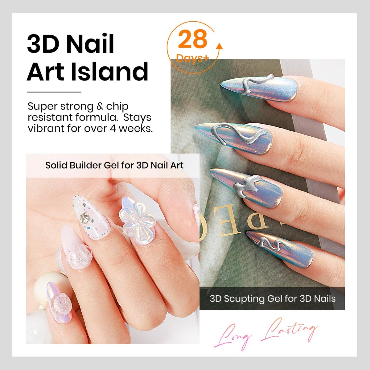 MIZHSE 30g 3D Gel Nail Art Kit - Clear Sculpting Builder Gel for Soak-Off UV/LED Nails, 2-Piece Set - görsel 13