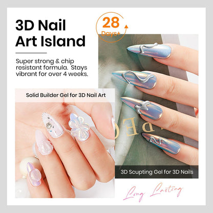 MIZHSE 30g 3D Gel Nail Art Kit - Clear Sculpting Builder Gel for Soak-Off UV/LED Nails, 2-Piece Set