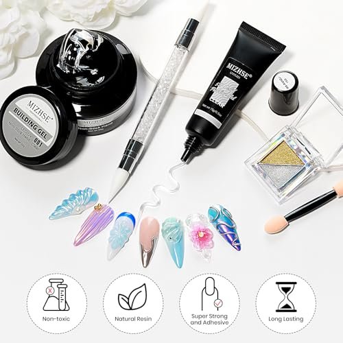 MIZHSE 30g 3D Gel Nail Art Kit - Clear Sculpting Builder Gel for Soak-Off UV/LED Nails, 2-Piece Set - görsel 10