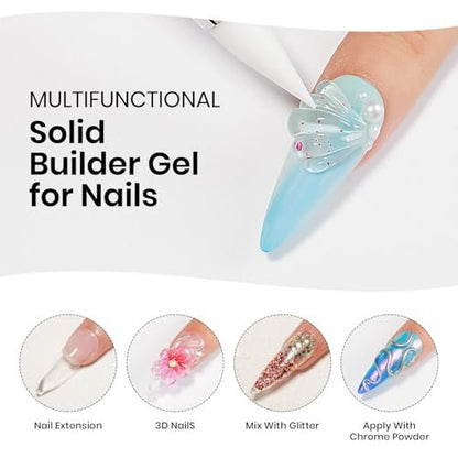 MIZHSE 30g 3D Gel Nail Art Kit - Clear Sculpting Builder Gel for Soak-Off UV/LED Nails, 2-Piece Set